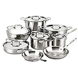 All-Clad D5 5-Ply Brushed Stainless Steel Cookware Set 14 Piece Induction Oven Broil Safe 600F Pots...